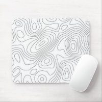 Topographic Non-Slip Mouse Pads Topography Topo Desk Accessory Decor White  Black