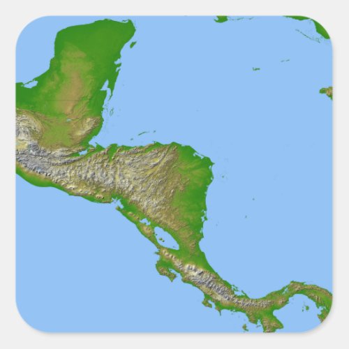 Topographic view of Central America Square Sticker