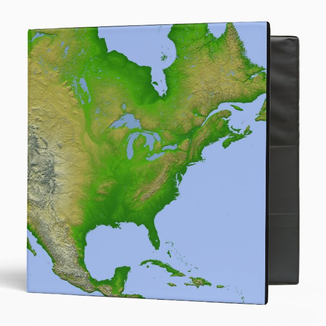 Topographic view of North America 3 Ring Binder (Front/Inside)