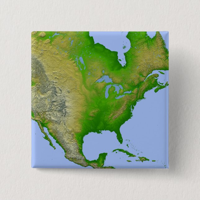 Topographic view of North America Pinback Button (Front)