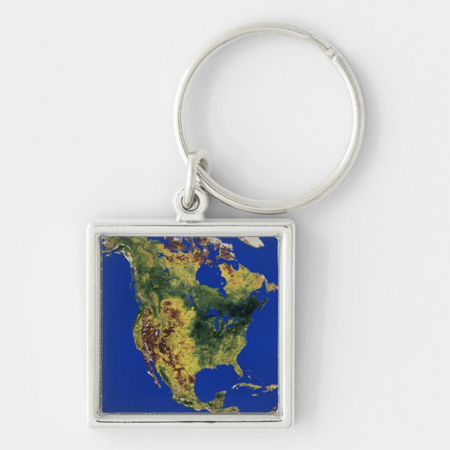 Topographic View of North and Central America Keychain (Front)