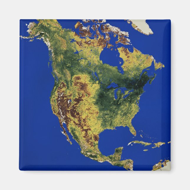 Topographic View of North and Central America Magnet (Front)
