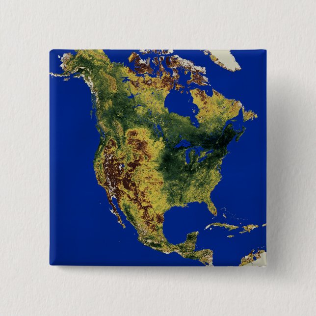 Topographic View of North and Central America Pinback Button (Front)