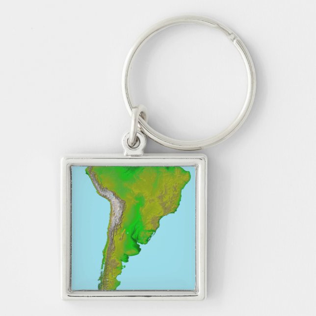 Topographic view of South America Keychain (Front)