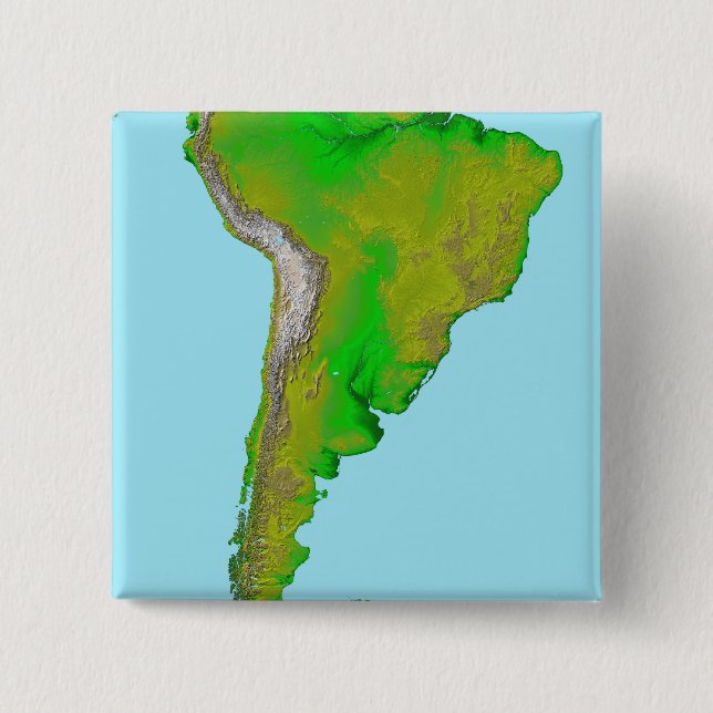 Topographic view of South America Pinback Button (Front)