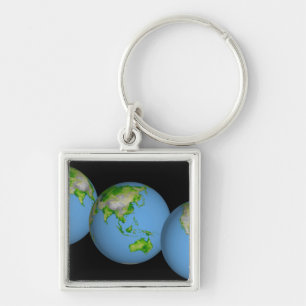 Topographic views of the world keychain