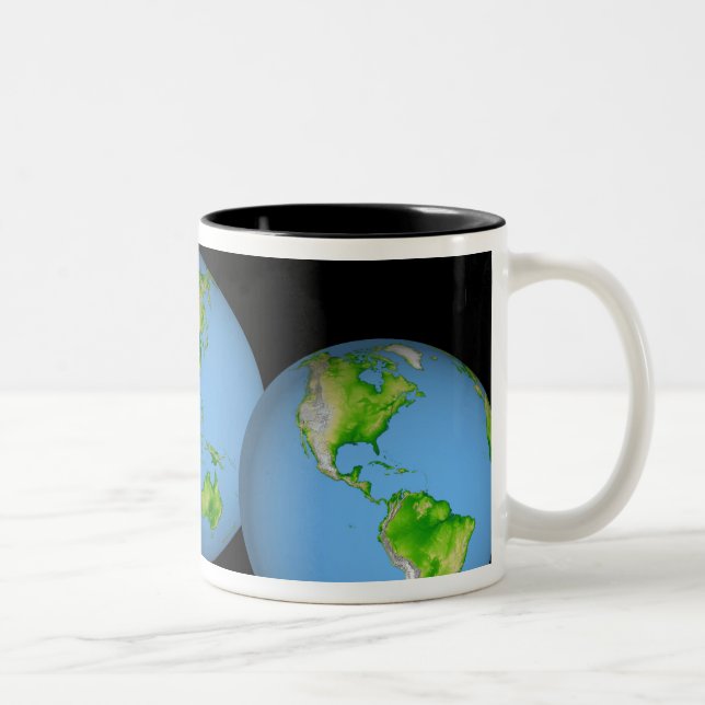 Topographic views of the world Two-Tone coffee mug (Right)
