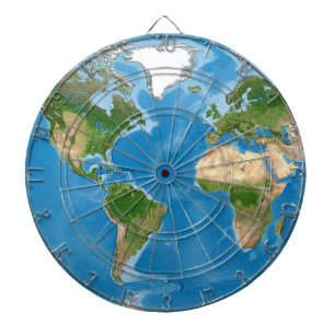 Topographic World Map Earth Illustration Dart Board