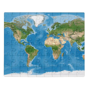 Topographic World Map Earth Illustration Jigsaw Puzzle