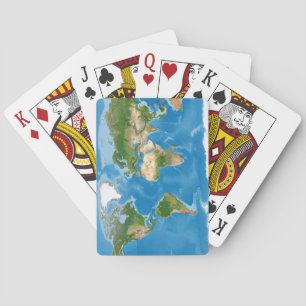 Topographic World Map Earth Illustration Poker Cards