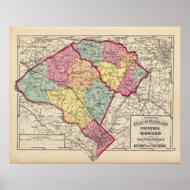 Topographical atlas of Maryland counties 2 Poster (Front)
