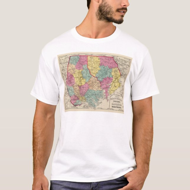 Topographical atlas of Maryland counties 3 T-Shirt (Front)