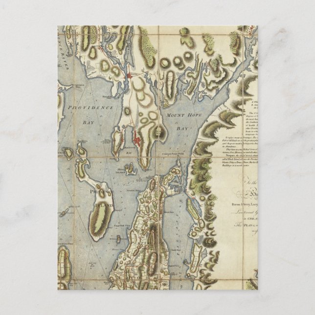 Topographical Chart of the Bay of Narraganset Postcard (Front)