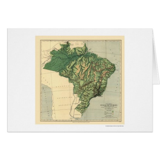 Topographical Map of Brazil by Wells 1886 (Front Horizontal)