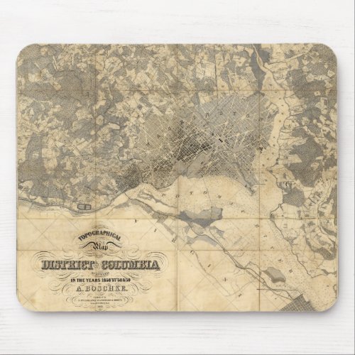 Topographical Map of District of Columbia 1861 Mouse Pad