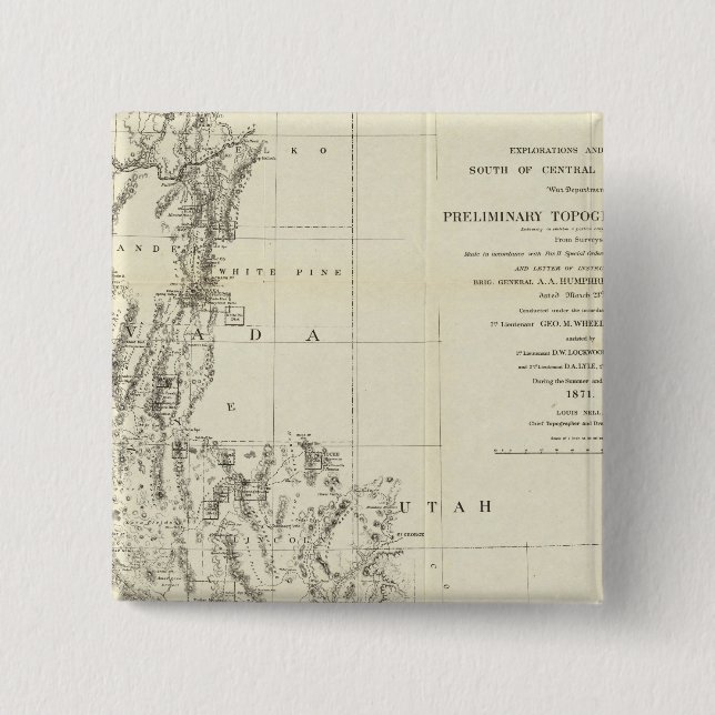 Topographical Map of Nevada and Arizona Button (Front)