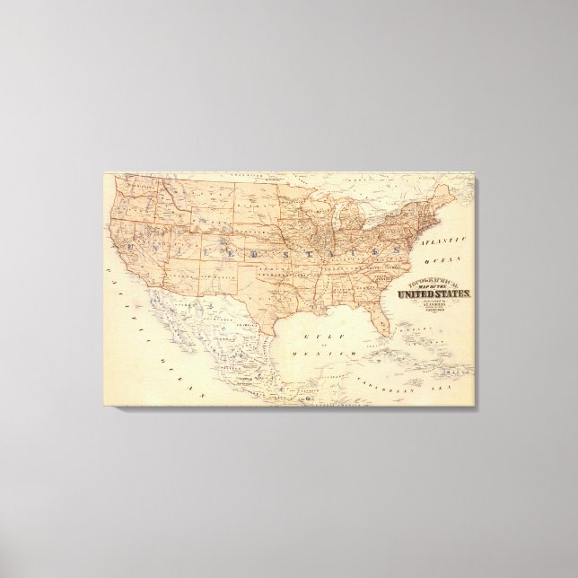 Topographical Map of the United States Canvas Print (Front)