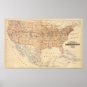 Topographical Map of the United States Poster
