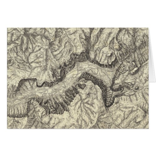 Topographical Map of The Yosemite Valley Cards (Front Horizontal)