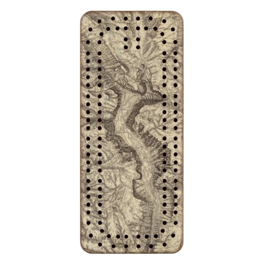 Topographical Map of The Yosemite Valley Cribbage Board (Front Vertical)
