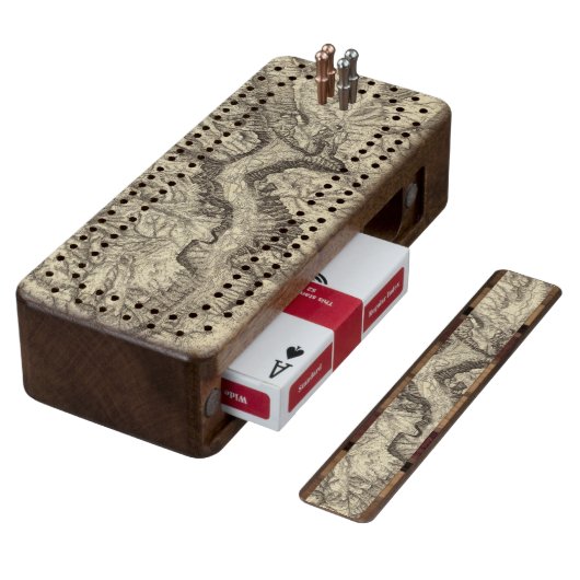 Topographical Map of The Yosemite Valley Cribbage Board (Angled)