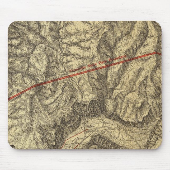 Topographical Map of The Yosemite Valley Mouse Pad (Front)
