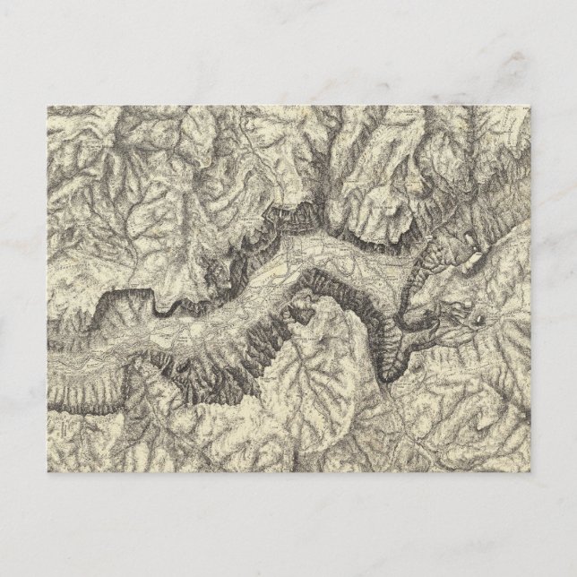 Topographical Map of The Yosemite Valley Postcard (Front)