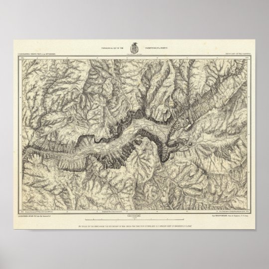 Topographical Map of The Yosemite Valley Poster | Zazzle.com