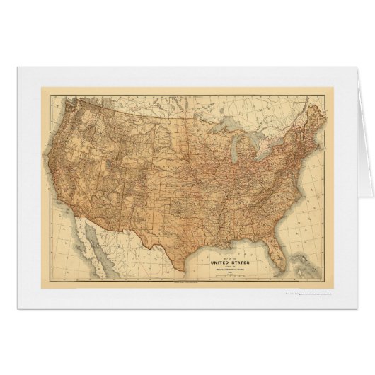 Topographical USA Map - 1883 Cards (Front Horizontal)
