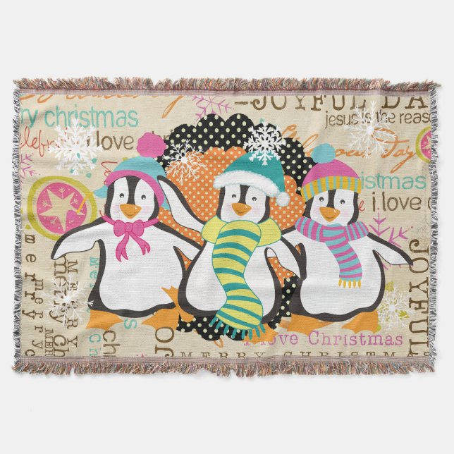 Topography and Penguins Holiday Throw Throw Blanket (Front)