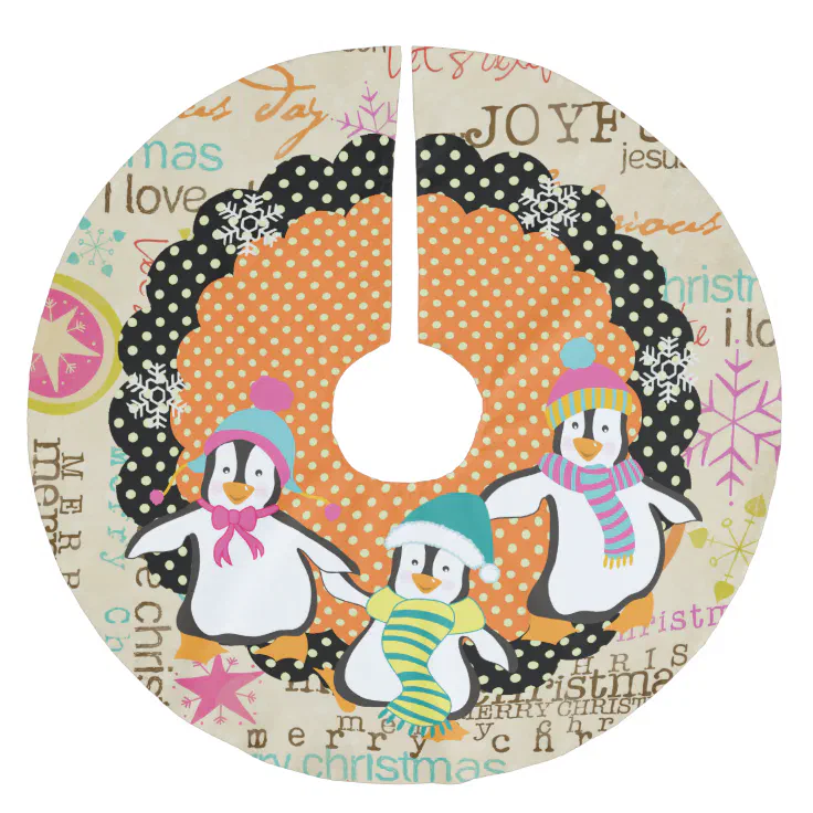 Topography and Penguins Holiday Tree Skirt Zazzle