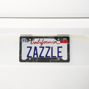 Topography Black map License Plate Frame