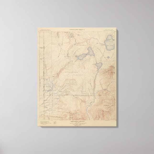 Topography Map, Yellowstone National Part, Wyoming Canvas Print (Front)