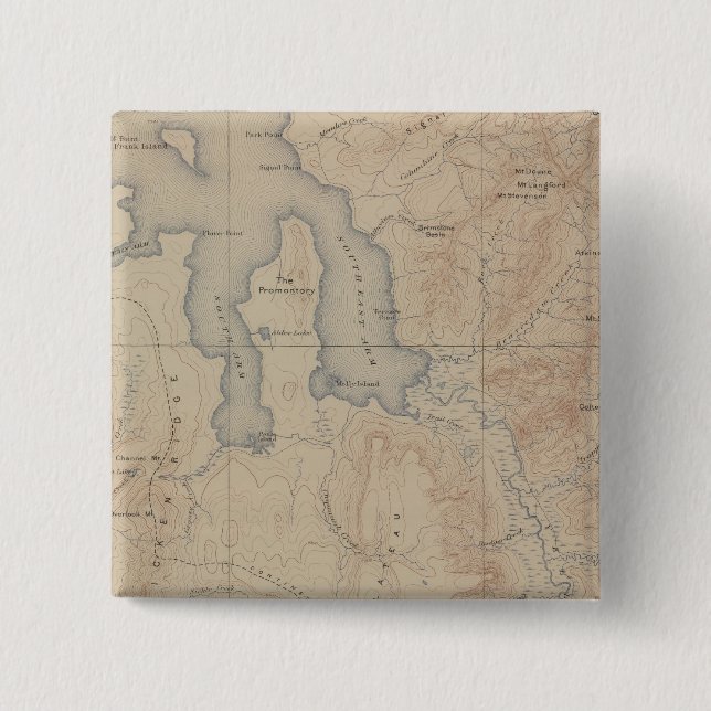 Topography Map, Yellowstone National Part, Wyoming Pinback Button (Front)