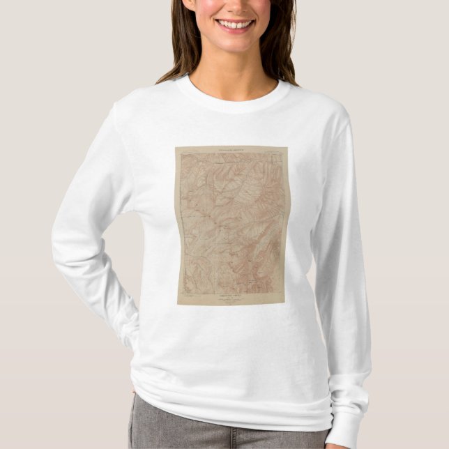 Topography Map, Yellowstone National Part, Wyoming T-Shirt (Front)
