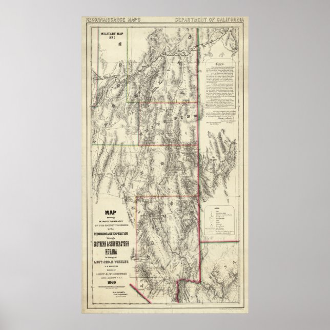 Topography of Southern Nevada Poster (Front)