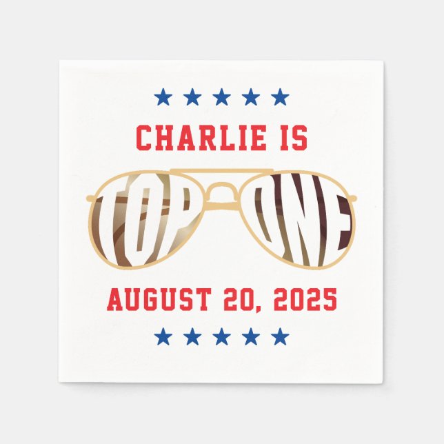 TopOne Fighter Pilot Themed First Birthday Napkins (Front)