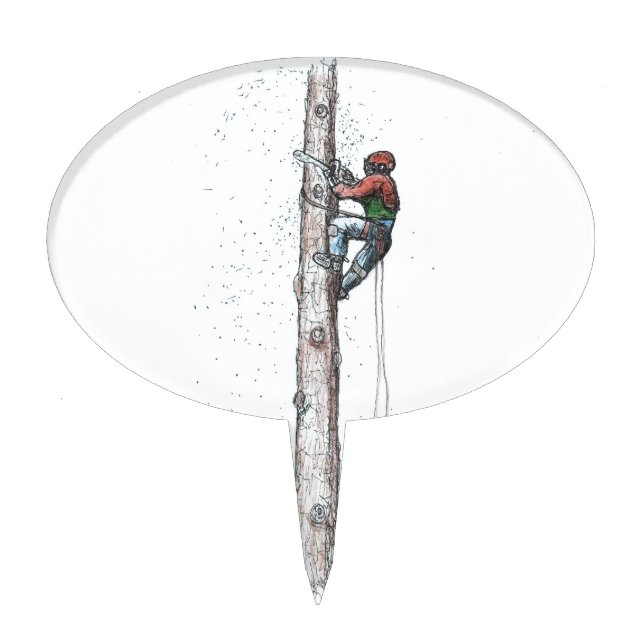 Topping out Arborist Tree Surgeon Cake Topper (Front)