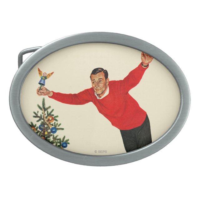 Topping the Tree Oval Belt Buckle (Front)
