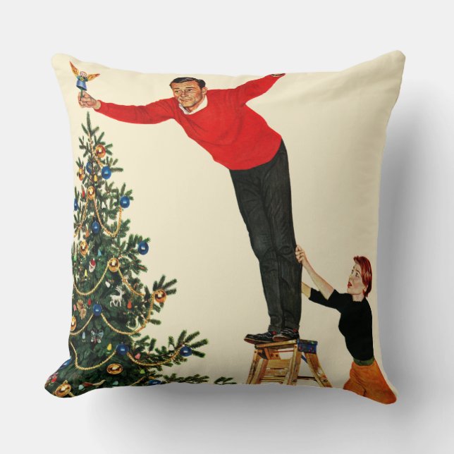 Topping the Tree Throw Pillow (Front)