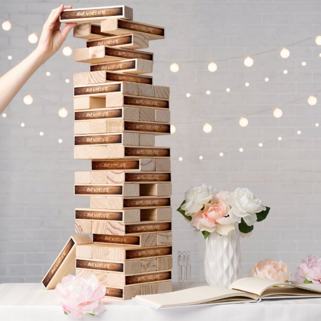 TOPPLE TOWER MEMORY BLOCKS "LOG HOUSE' CUSTOM (Wedding)