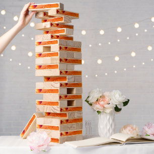 Topple Tower with Orange Stars Abstract Design