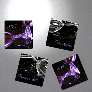 Toppled Goblets Purple Customizable Coaster Set