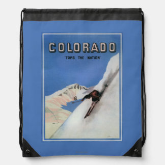 Tops the Nation - Skiing Promotional Poster Drawstring Bag