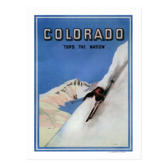 Tops the Nation   Skiing Promotional Poster Post Cards