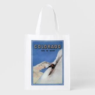 Tops the Nation - Skiing Promotional Poster Reusable Grocery Bag