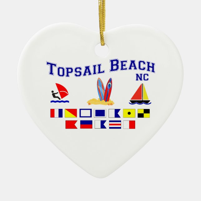 Topsail Beach NC Signal Flag Ceramic Ornament (Front)