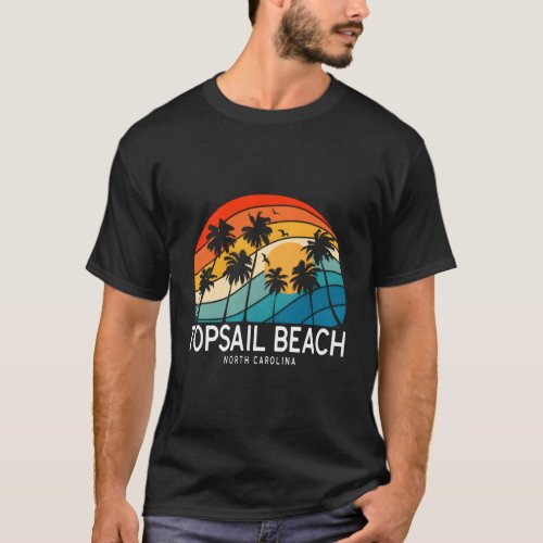 Topsail Beach North Carolina Palm Tree Beach T_Shirt