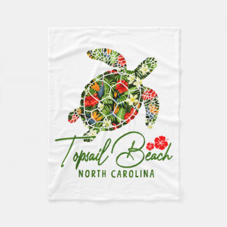 Topsail Beach North Carolina Sea Turtle Tropical H Fleece Blanket