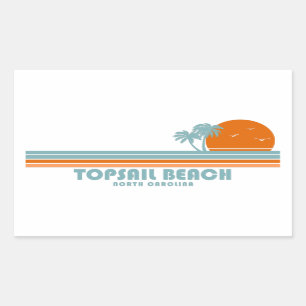 Topsail Beach North Carolina Sun Palm Trees Rectangular Sticker